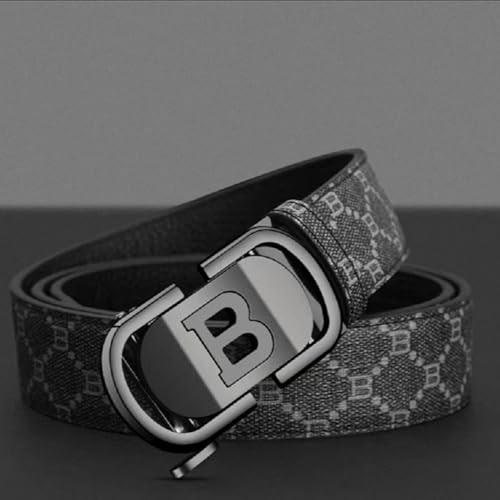 Mens Designer Ratchet Belts for Casual Jeans with Letters B,Leather Belts with Automatic Slide Buckle2