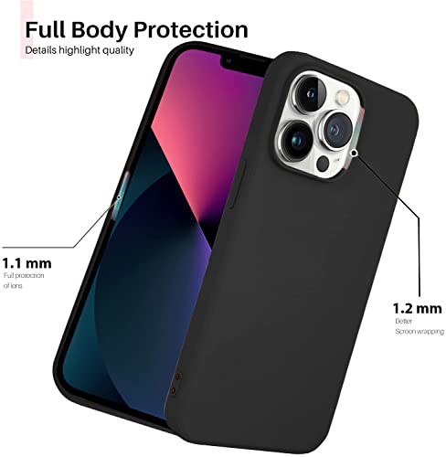 Image of DIZORO Microfiber Liquid Silicone Gel Rubber Phone Candy Non-Slip Full Body Protective Shockproof Back Cover Compatible with for iPhone 13 Pro Max (2021) 6.7 Inches - Black