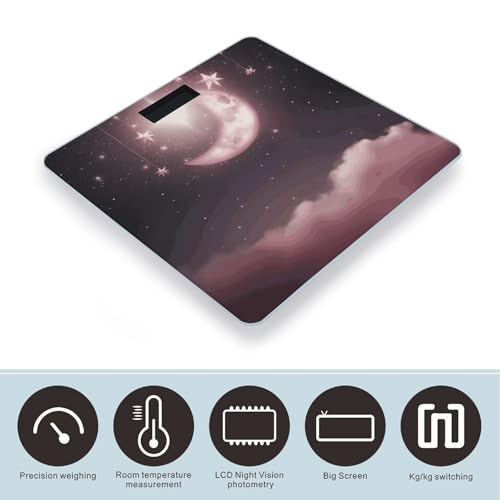 Báscula digital de baño Moon Pink Stars con pantalla LCD miniatura 3