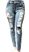 Womens Plus Size Acid Wash Distressed Ripped Blue Skinny Denim Jeans Pants (20)