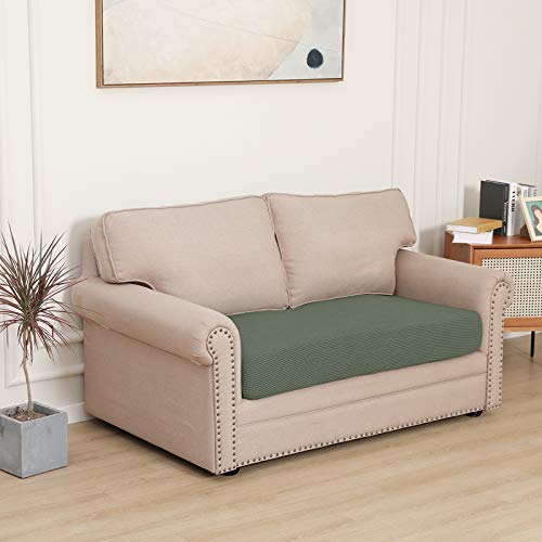 Image of Easy-Going Stretch 1 Piece Loveseat Couch Cushion Cover for Sofa | Sofa Cushion Furniture Protector Sofa Seat sofa slipcover Washable sofa cover soft with Elastic Bottom Greyish Green