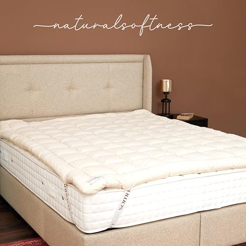 Somnhavn Cubrecolchón de Lana Merino orgánica, 100% Lana Natural, hipoalergénico, Suave y Grueso para Todas Las Estaciones, Hecho a Mano y ecológico, 90x190
