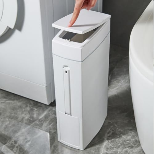 Contenedor de basura con escobilla para inodoro y tapa de plástico 5