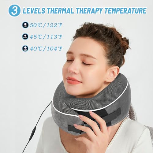 CAREHELS Heating Therapy Neck Pillow, Neck Support Pillow with USB Heating, Cervical Travel Pillow for Neck Fatigue Stiff Relief, Adjustable Warm Temperature, Neck Care Gift for Travel and sleeping - Image 4