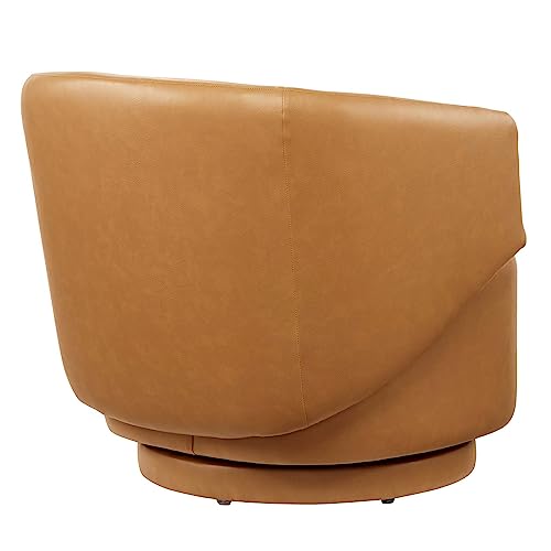 Sillón moderno curvo de vinilo color tan miniatura 4
