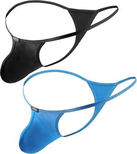 iKingsky Men's Pouch G-string Underwear Sexy Low waistline Thong Panties (Large, 2 Pack)