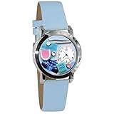 Whimsical Gifts Dentist Dental Hygienist 3D Watch | Silver Finish Small | Unique Fun Novelty | Handmade in USA | Light Blue Leather Watch Band