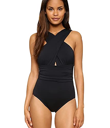 Bañadores Enteros Mujer Reductores Bikinis Mujer Push Up Bañador Natacion Mujer Bikini Disimular Barriga Relleno Playa Reductor Swimwear Women Monokini Traje de Baño Mujer Swimsuit One Piece Negro L