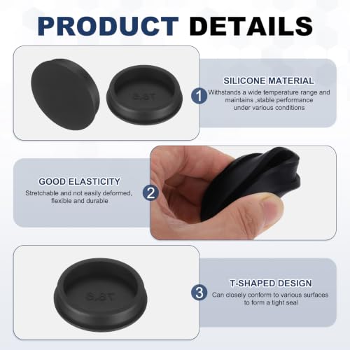 Image of MECCANIXITY 4pcs T-Shaped Silicone Plugs 78.6mm 3-3 /32 Inch Dia Snap in Plug Hole Seal Cover Round Rubber Stopper for 77-78.6mm Holes Kitchen Rubber Bulkheads Waterproof Sealing, Black