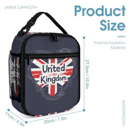 I Love United Kingdom Funny Backpack Set with Lunch Bag And Pencil Case Lightweight Bags Sets4
