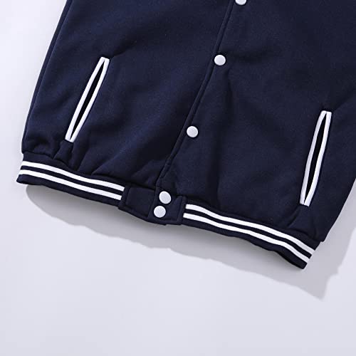Image of Mowbeat Women Baseball Jacket Varsity Uniform Unisex Adult Long Sleeve Casual Loose Cardigan Men's Track Jacket