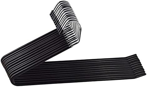 Coat Hanger Metal Trousers Hangers Open Ended Pants Organizers Black Friction Non-Slip Arms Household Clothes Storage Rack Clothes Hanger (One Color 10PCS)