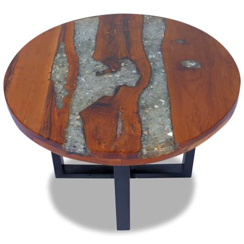 Mesa de centro de resina de teca 60 cm mueble de salon auxiliar 5