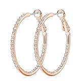 Hoop Earrings for Women - 14K Rose Gold Plated Hypoallergenic Lightweight CZ Big Hoop Earrings Set (Rhinestone RGP)