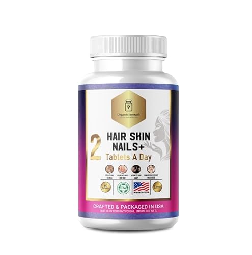 Organic Strength Hair Skin Nails 2 Tablets A Day Halal Vitamins for Adults 30 Servings.