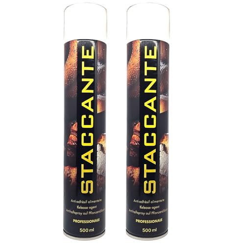 2 pezzi - STACCANTE ALIMENTARE spray per teglie 500ml - spray antiaderente ideale per torte, dolci e salati - per oliare stampi, padelle ecc - VOL 10 ad uso professionale