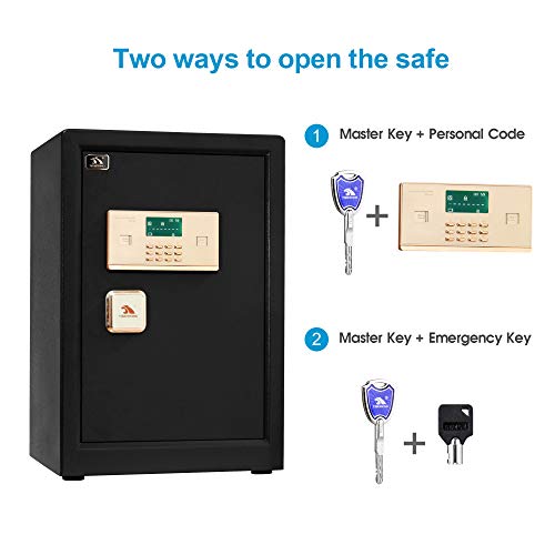 image for TIGERKING Digital Security Safe Box,Double Safety Key Lock and Passwor