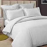 Pizuna Percale Cotton Queen Duvet Cover Set, 100% Long Staple Cotton Crisp Percale Weave with Button Closure (Combed White Cotton Duvet Cover Queen)