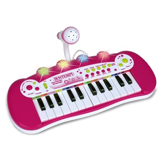 Bontempi- Tastiera Elettronica a 24 Tasti con Microfono per Piccoli Musicisti, Colore Rosa, 12 2971