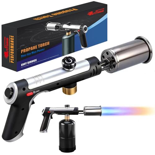 Image of ARTFLAMM Propane Torch with Safety Lock, Adjustable Kitchen Flamethrower Gun With One-Touch Max Fire, Cooking Blow Torch for Grill, Charcoal Ignition, Weeding & Snow Removal(Tank Not Included)