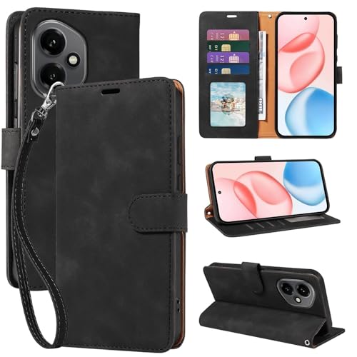GOTOURED for Honor 400 Case Wallet, RFID Blocking 4 Card Slots, Wrist Strap, Kickstand Flip Cover, Magnetic Closure, Shockproof Protective, Soft Leather for Honor 400 Phone Case (Black)