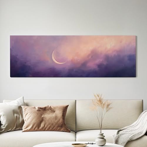 Décor nuageux mystérieux sur tableau horizontal lune violette