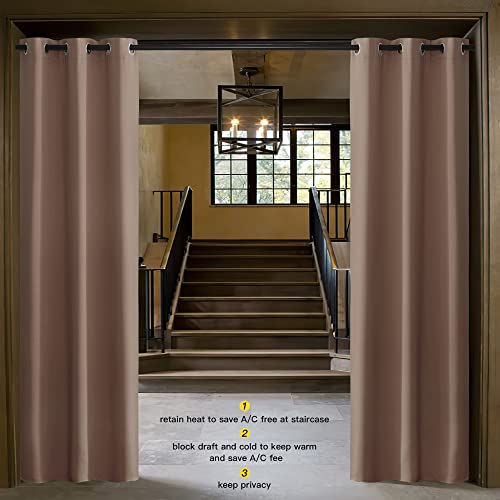 Image of NICETOWN Sound Reducing Room Divider Curtain Screen Partition, Function Thermal Blackout Patio Door Curtain Panel, Sliding Door Insulated Curtain, Cappuccino, 2.8ft Wide x 6.7ft Long