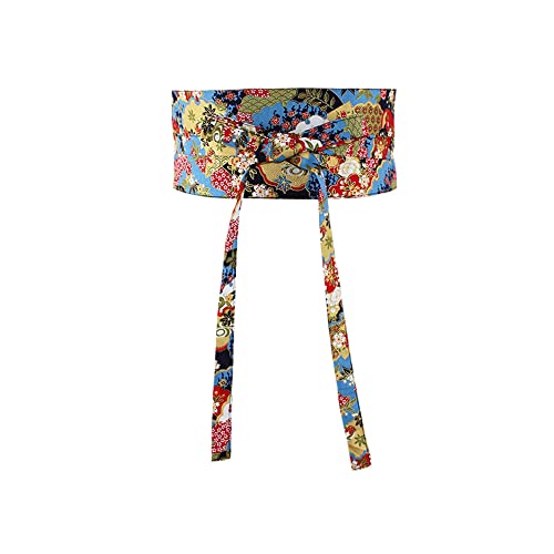 Wide Japanese Floral Belt Corset Obi Tie Waistband for Kimono Yukata Dress Shirt Retro Sash