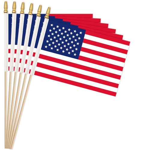Pack of 12, Handheld American Flags 8x12 Inch...