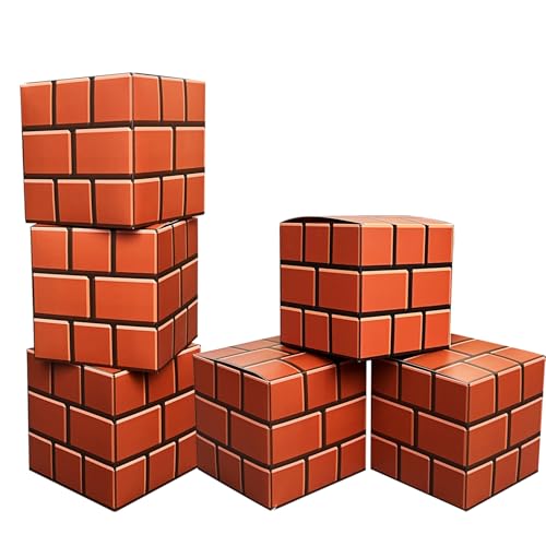Image of 6 Pcs Brick Party Boxes for Gaming Birthday Decorations