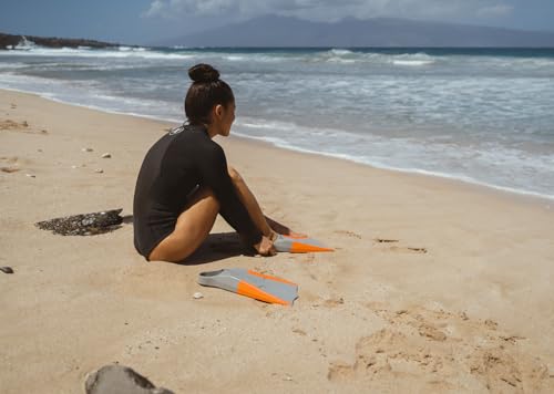 DORSAL Bodyboard Bodysurfing Floating Swimfins (Flippers) Grey/Orange - Mens US Size 10 - 11 - Thumbnail 4