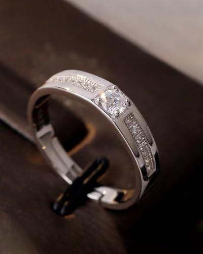 Classic Floral Cube Zircon Couple's Rings Plated Simulated Moissanite, Dainty Timeless Design, for Couple, Wedding Engagement Ring Bridal Sets, His Hers Matching Wedding Bands LCC1122-P3