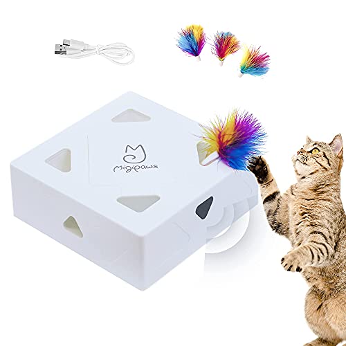 Migipaws Cat Toys, Interactive Automatic 7 Holes Mice Whack-A-Mole, Ultra Fun Smart Teaser Toy for Indoor Cats, USB Rechargeable, 4 Pieces Feather Refills… - Image 9