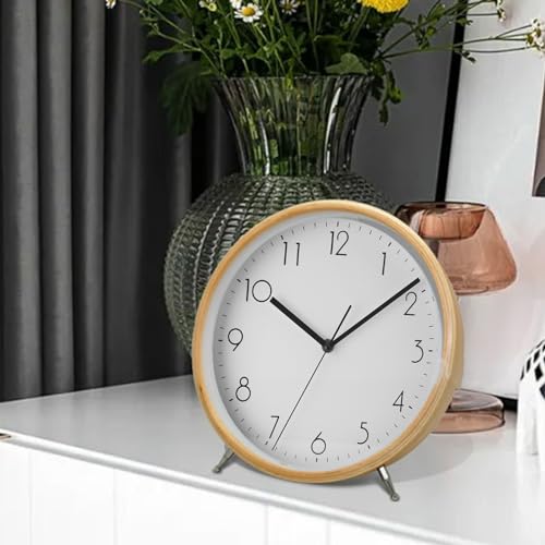 Reloj de escritorio analógico de madera para dormitorio 4
