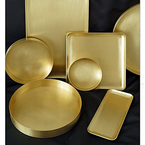 Platos llanos rectangulares de latón Plato de Postre Metálico Platos de ensalada cepillados para el hogar, la cocina, el camping al aire libre Merienda y barbacoa Fácil de limpiar Robusto y r