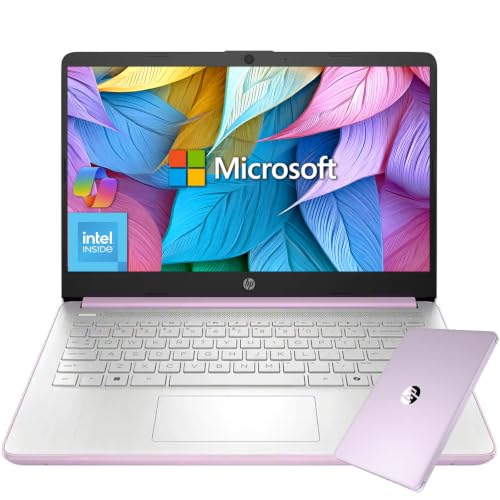 Image of HP 14 inch HD Student Business Laptop, Intel N150, 4GB RAM, 384GB Storage | (128GB UFS + 256GB SD Card), 1 Year Office 365, 720p Webcam, Slim Design, Copilot AI, WiFi 6, Win 11 Home S, Honey Lavender