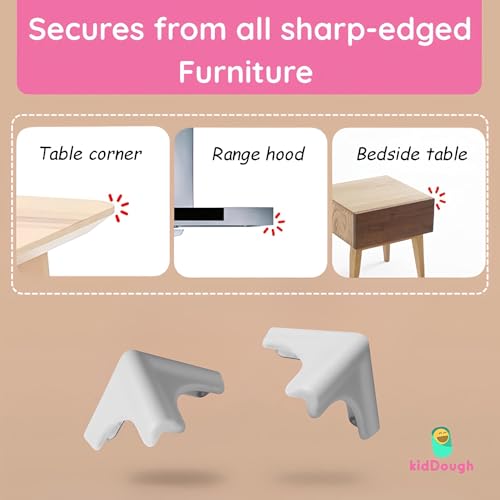 Image of KidDough Baby Proofing Corner Guards, Corner Protector for Sharp Edges, Table Corner Protector for Baby Safety (Soft L Shape)