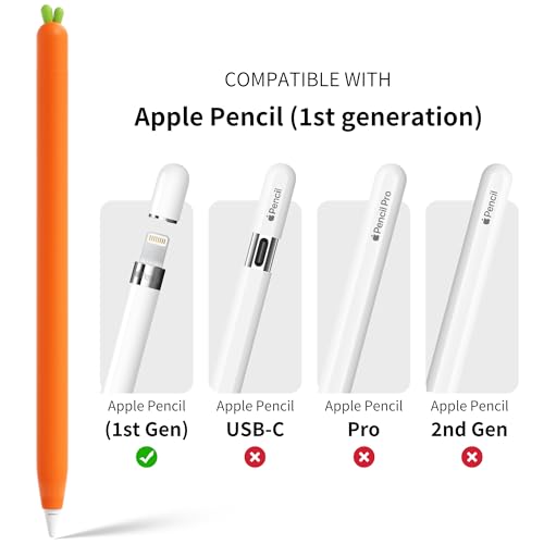 Image of ELETIUO Soft Silicone Sleeve Apple Pencil Case Compatible with Apple Pencil 1st Generation, Carrot Touch Screen Pen Protective Cover Accessories Compatible with iPad Pro 9.7 inch /10.5 inch /12.9 inch