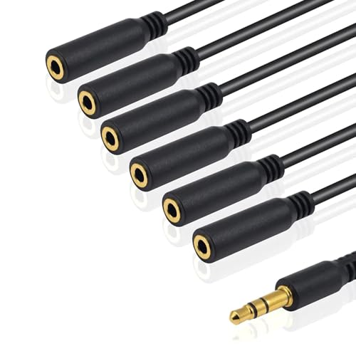 Cable de audio 3.5mm macho a múltiples jack hembra 0.3m miniatura 2