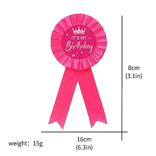 It's My Birthday Ribbon Satin Fabric Happy Birthday Tinplate Badge Pin Colorful Award Rosette Badge Brooch Pin Party Decorations for Women Men2