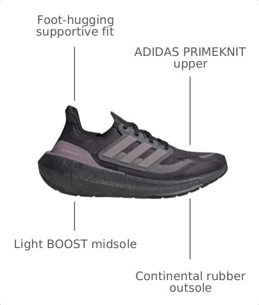 Image of adidas Womens Ultraboost Ultra Boost Light Running Sneakers Shoes - Black