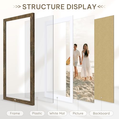 Image of Picrit 28x40 Rustic Brown Poster Frame, Picture Frame for Wall, 3 Pack