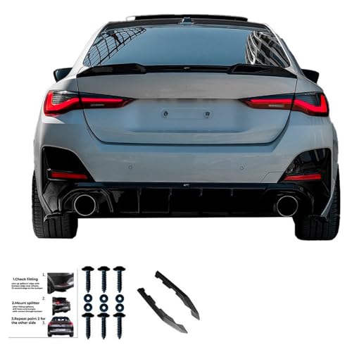 Oneway Heckschürzenansätze (Seitenteile) kompatibel mit BMW 4er G26 M-Pack/M440i 2021- - Schwarz glänzend