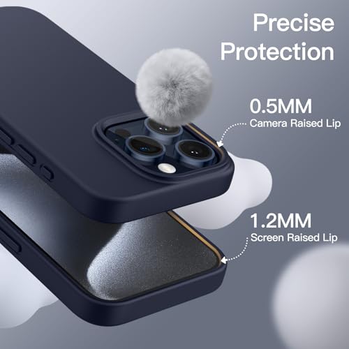 Image of JETech Silicone Cover Case for iPhone 15 Pro Max 6.7-Inch, Silky-Soft Touch Full-Body Protective Phone Case, Shockproof Cover (Blue)