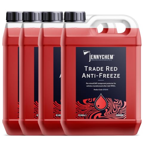Ready to Use Red Antifreeze Coolant – Jennychem Long-Life Engine Coolant with OAT Technology | Protects Against Freezing, Overheating & Corrosion (4 X 5 Litre)