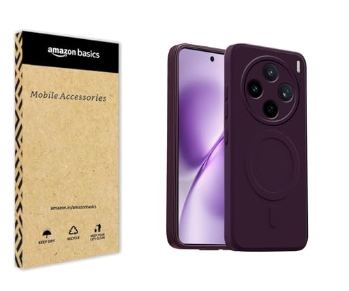 Image of amazon basics Back Cover for Vivo X200T 5G Soft Matte Silicone Mag-Safe Design (Mag-Safe Not Support) Camera Protection | Slim Fit Bumper Cover (Purple)