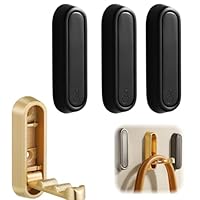 EliphonTowne 4PCS Folding Clothes Hook - Multi Functional Pressing Foldable Wall Hook, Zinc Alloy Wall Coat Racks, Storage Style Door Hangers, Rust Resistant and Durable, Super Load Capacity (Black)