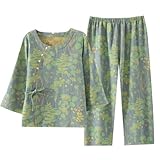 OWLONLINE Jacquard Weave Pajama Set Women's Hanfu Japanese Kimono Pajamas Suit Size XL -W15-N