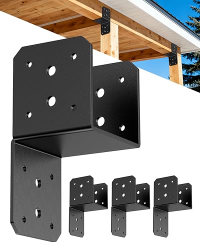SecureLatch Heavy Duty Angle Brackets for 4x4 4x6 Post Black 4-Pack