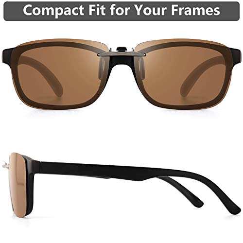 Image of Polarized Clip On Sunglasses Over Prescription Glasses Men Women Compact Fit Non-Flip Up